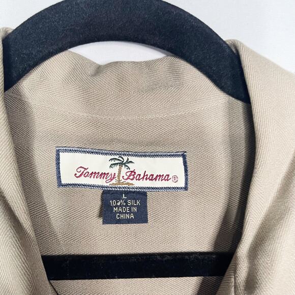 Tommy Bahama Large Brown Silk Relax Weekends Weekdays Whatever Button Up Shirt - Picture 9 of 11